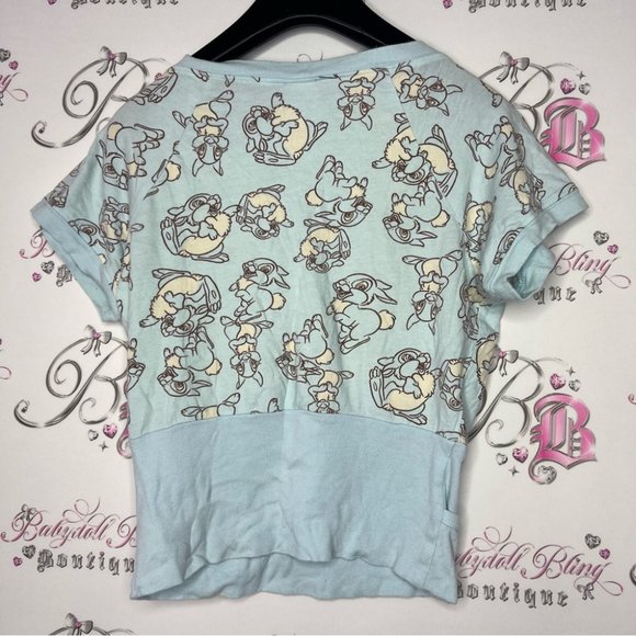 Disney bunny tshirt cinched vneck baby cotton candy blue adorable y2k tee π - Picture 2 of 6
